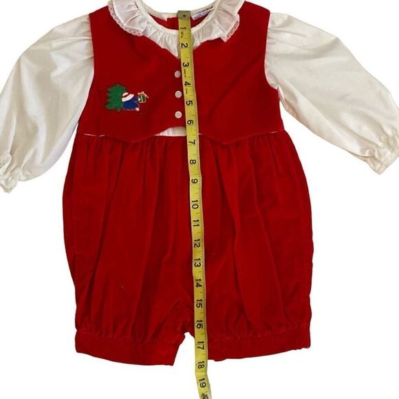 Vintage Petit Ami Red Velour Romper Baby 3-6 Months Size Christmas - Picture 2 of 4